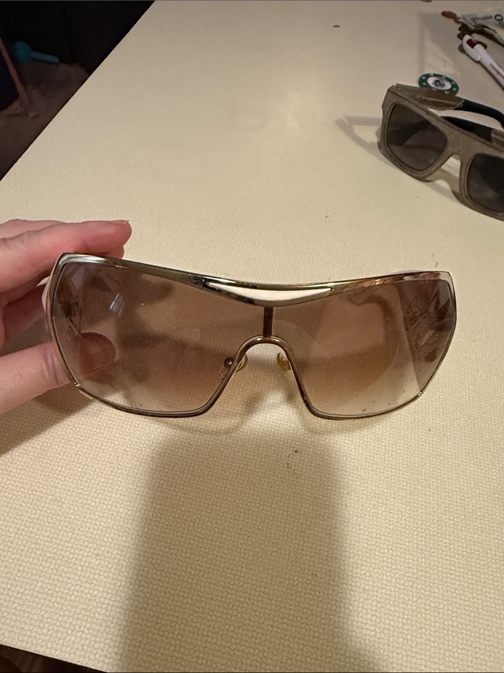 Dior Gold-Tone Brown Gradient Shield Sunglasses
